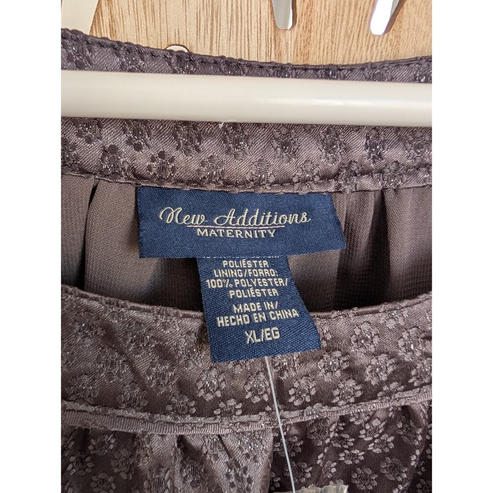New Additions Maternity Floral Jacquard Balloon Sleeve charcoal gray Blouse XL - Picture 3 of 10